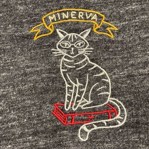Harry Potter Minerva McGonagall Womens Baby-Tee Charcoal Cat Witch w Book Tshirt - Picture 3 of 5